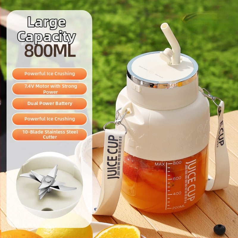 Sultims spaudžiantis puodelis su įmontuota baterija, 18000 rpm, penkių ašmenų peilis, talpa 400 ml, vidinis indas iš PC maistinės plastiko