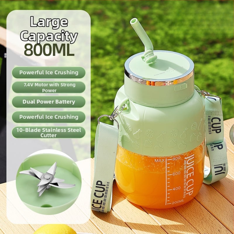 Sultims spaudžiantis puodelis su įmontuota baterija, 18000 rpm, penkių ašmenų peilis, talpa 400 ml, vidinis indas iš PC maistinės plastiko