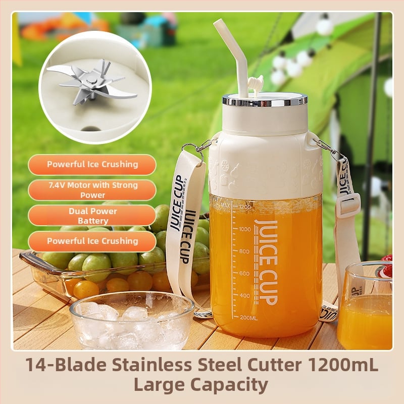 Sultims spaudžiantis puodelis su įmontuota baterija, 18000 rpm, penkių ašmenų peilis, talpa 400 ml, vidinis indas iš PC maistinės plastiko