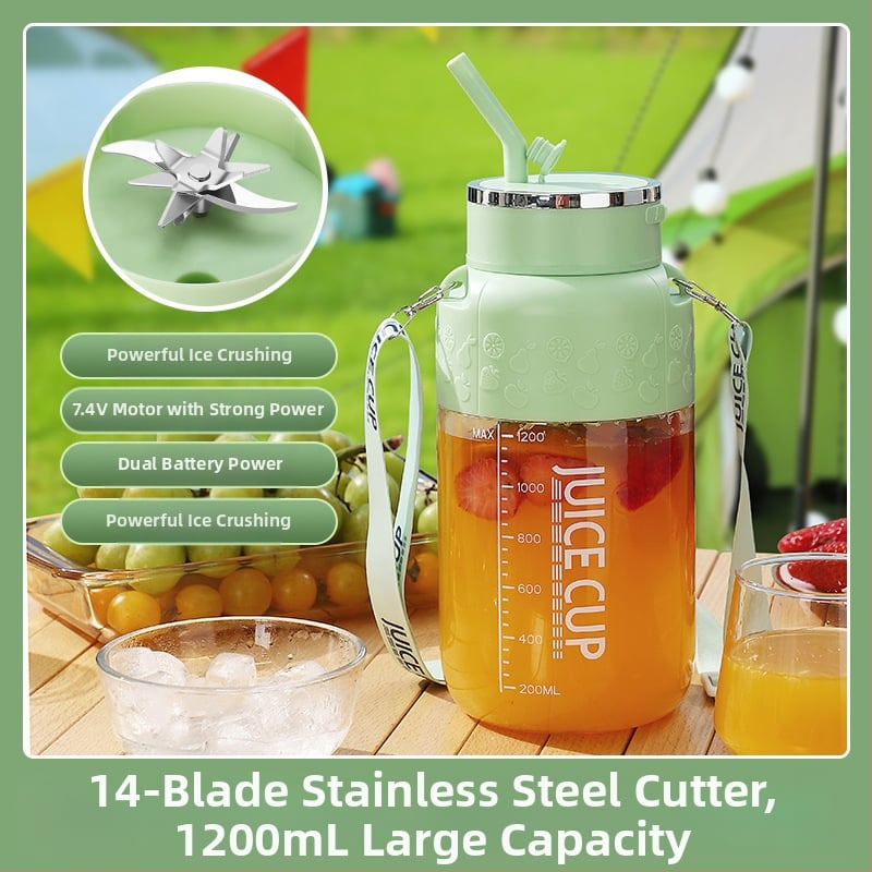 Sultims spaudžiantis puodelis su įmontuota baterija, 18000 rpm, penkių ašmenų peilis, talpa 400 ml, vidinis indas iš PC maistinės plastiko