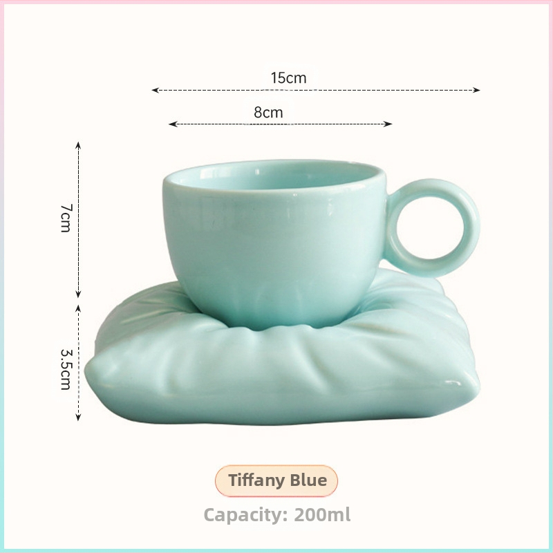 Set ceramic pentru cafea: cană și farfurioară, design floarea-soarelui, pentru uz casnic