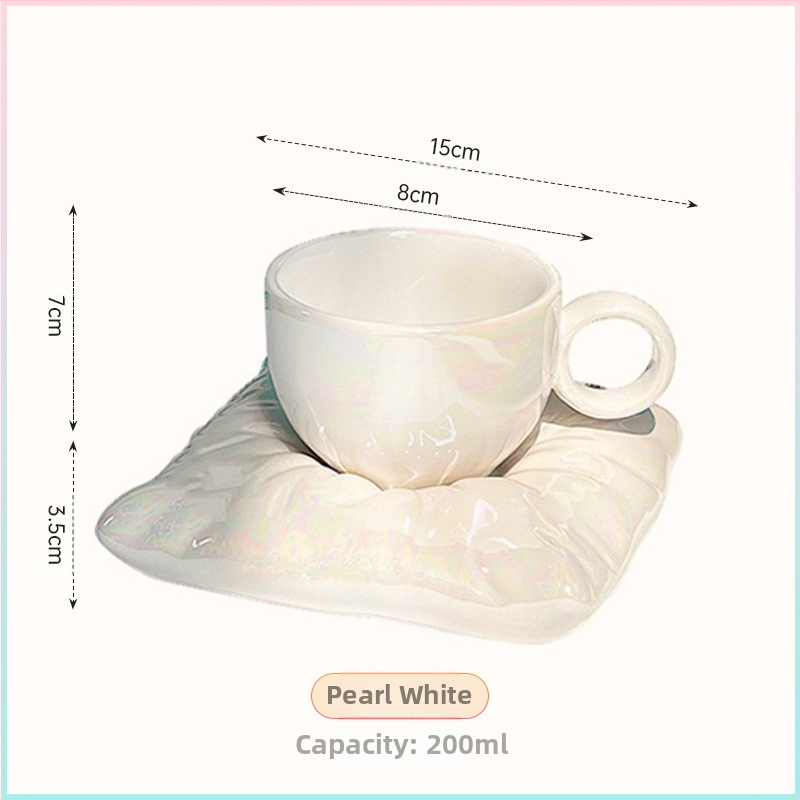 Set ceramic pentru cafea: cană și farfurioară, design floarea-soarelui, pentru uz casnic