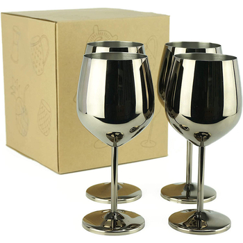 Еднослойна чаша за вино от неръждаема стомана, гоблет, луксозен ретро стил, печат на лого и персонализиране