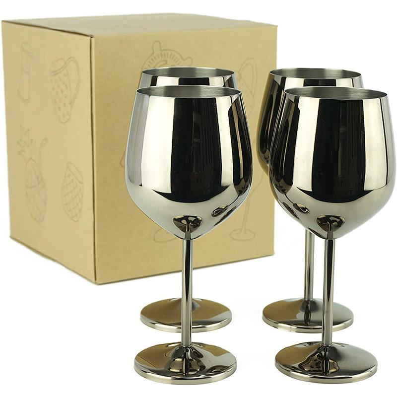 Еднослойна чаша за вино от неръждаема стомана, гоблет, луксозен ретро стил, печат на лого и персонализиране