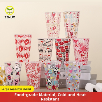 PP medžiagos šventinei vakarienei puodelis, cilindrinė forma, talpa 360 ml, festivalio raštas, prekės ženklas Zeno