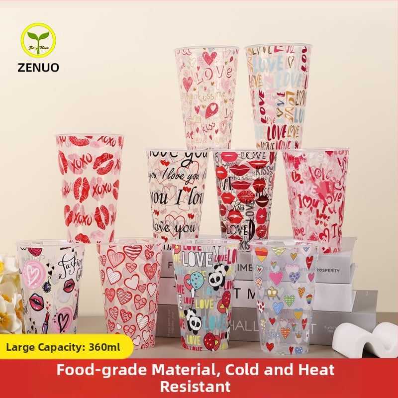 PP medžiagos šventinei vakarienei puodelis, cilindrinė forma, talpa 360 ml, festivalio raštas, prekės ženklas Zeno