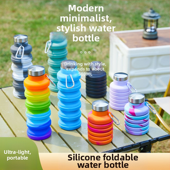 Сгъваема силиконова чаша за вода с прибиращ се дизайн, за спорт на открито и колоездене, устойчива на високи температури