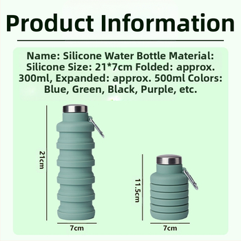 Αναδιπλούμενο ποτήρι νερού από σιλικόνη με αναδιπλούμενο σχεδιασμό, για υπαίθρια αθλήματα και ποδηλασία, ανθεκτικό σε υψηλές θερμοκρασίες