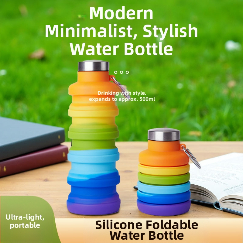 Сгъваема силиконова чаша за вода с прибиращ се дизайн, за спорт на открито и колоездене, устойчива на високи температури