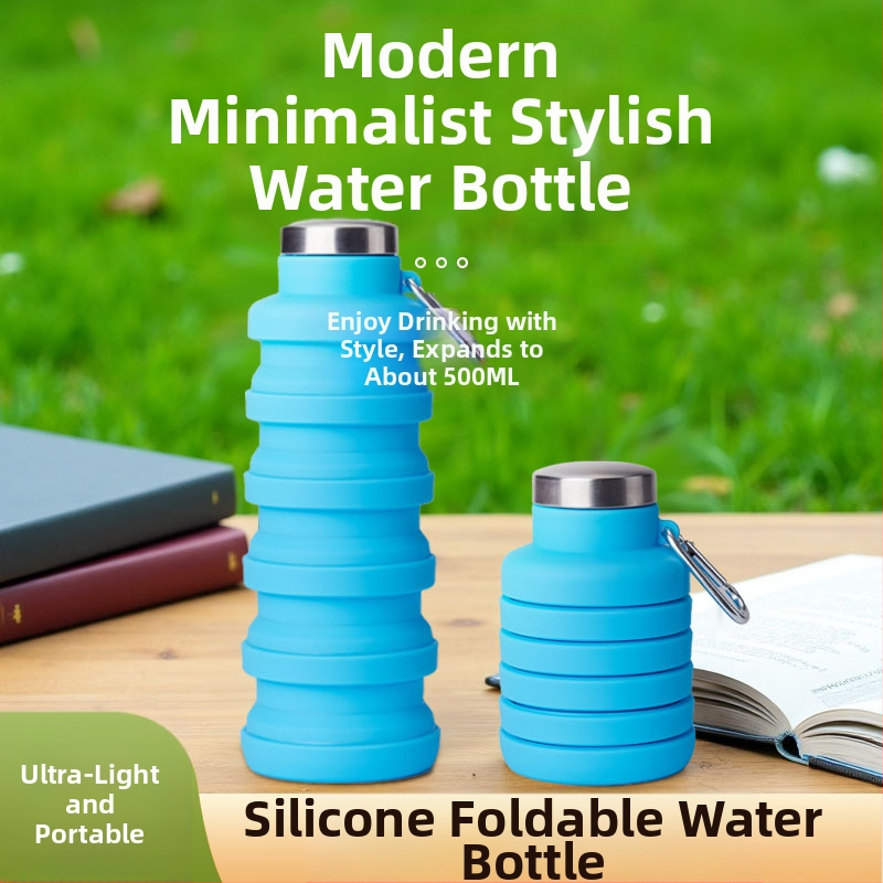 Сгъваема силиконова чаша за вода с прибиращ се дизайн, за спорт на открито и колоездене, устойчива на високи температури