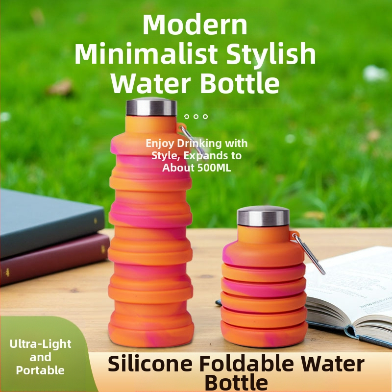 Сгъваема силиконова чаша за вода с прибиращ се дизайн, за спорт на открито и колоездене, устойчива на високи температури