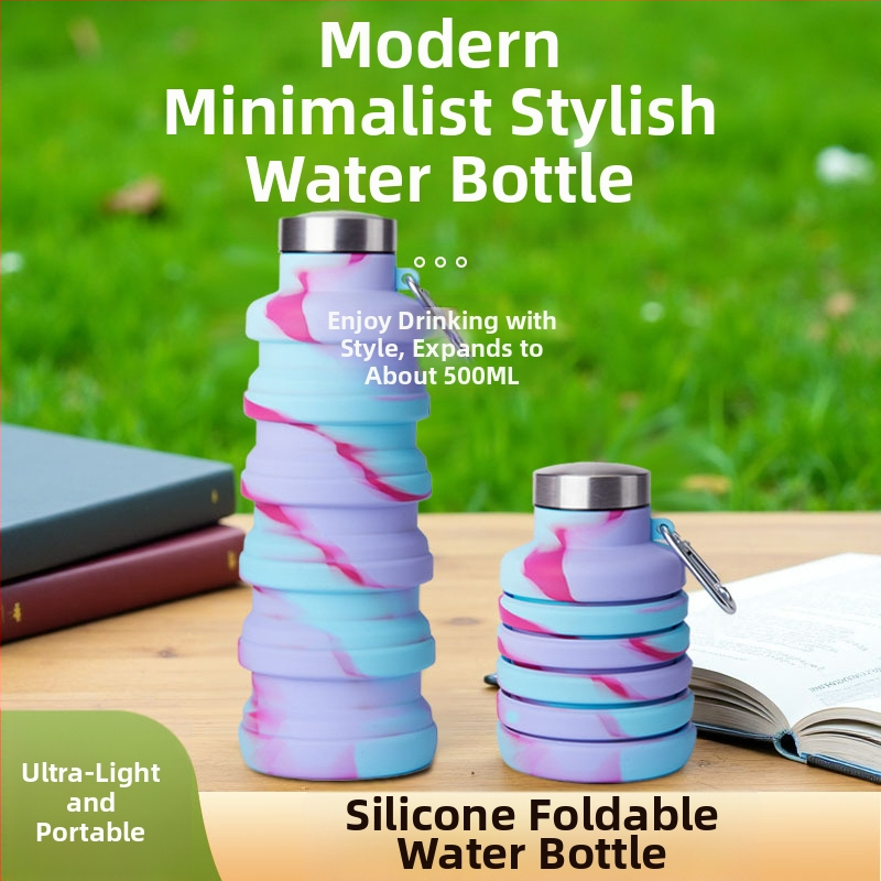 Сгъваема силиконова чаша за вода с прибиращ се дизайн, за спорт на открито и колоездене, устойчива на високи температури