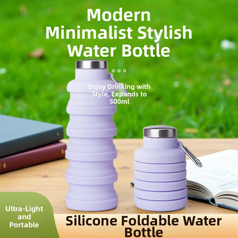 Сгъваема силиконова чаша за вода с прибиращ се дизайн, за спорт на открито и колоездене, устойчива на високи температури