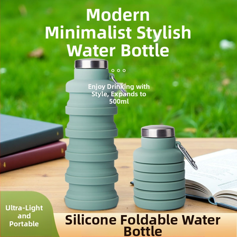 Сгъваема силиконова чаша за вода с прибиращ се дизайн, за спорт на открито и колоездене, устойчива на високи температури