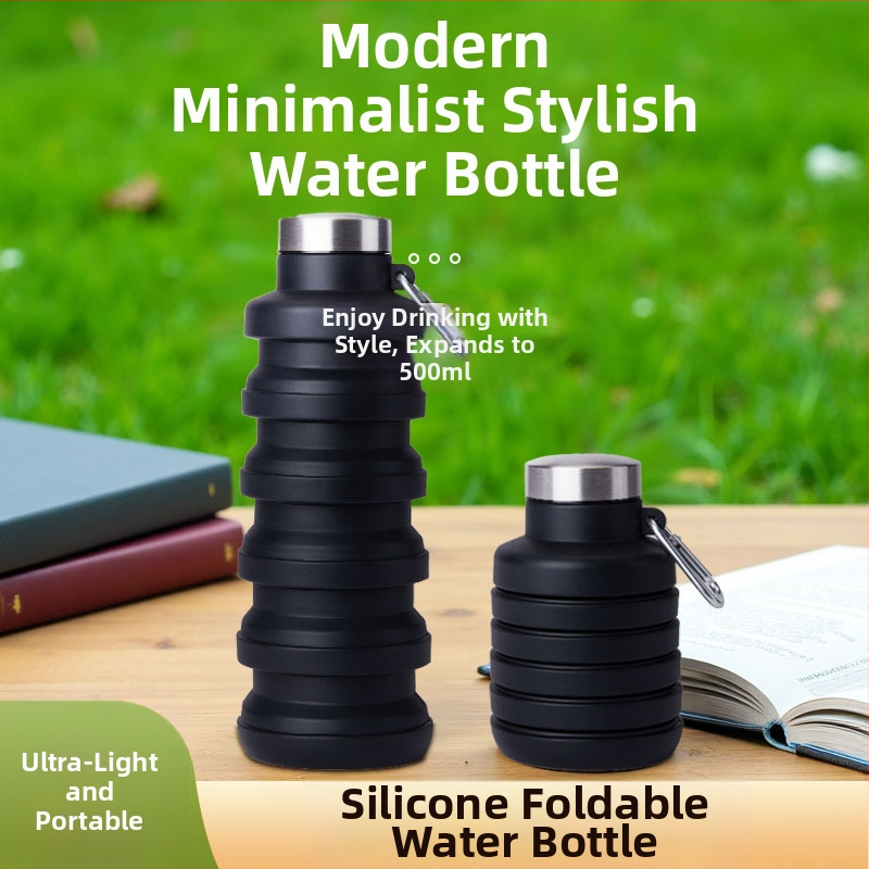 Сгъваема силиконова чаша за вода с прибиращ се дизайн, за спорт на открито и колоездене, устойчива на високи температури