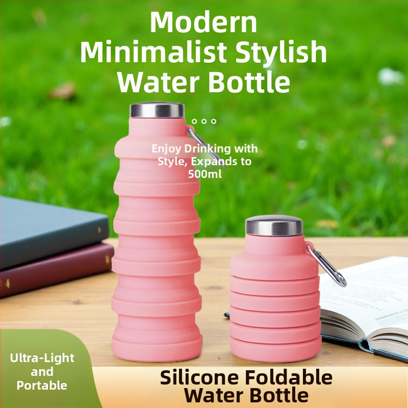 Сгъваема силиконова чаша за вода с прибиращ се дизайн, за спорт на открито и колоездене, устойчива на високи температури