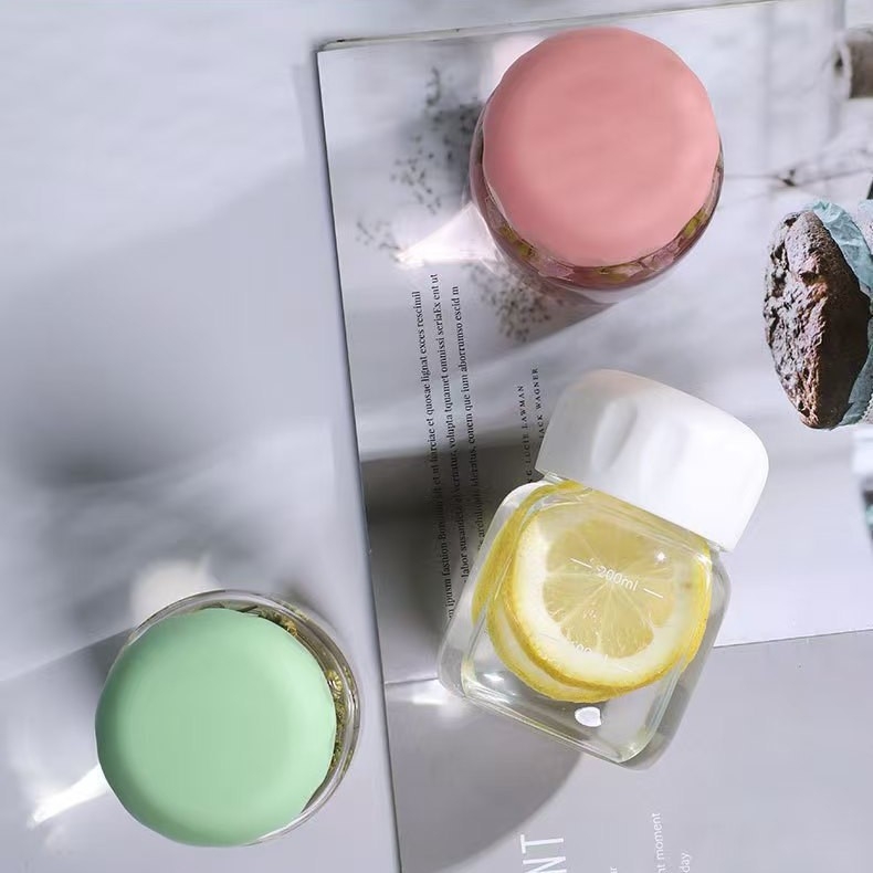 Pahar de apă din sticlă sodalime cu capac, rezistent la temperaturi înalte, etanș și anti-scurgere, protejează de arsură, un singur strat, rotund