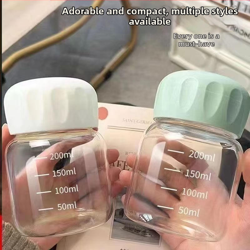 Pahar de apă din sticlă sodalime cu capac, rezistent la temperaturi înalte, etanș și anti-scurgere, protejează de arsură, un singur strat, rotund