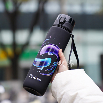 Plastikinė taurelė su konstelacijų raštu, 3D spausdinimas, PC medžiaga, dangtelis vieno paspaudimo, logotipo pritaikymas