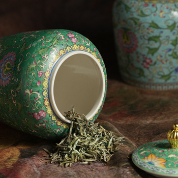 Dvaro stiliaus emalio keraminė arbatos talpykla su emaliniu raštu, naujas Kinijos stilius