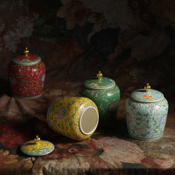 Dvaro stiliaus emalio keraminė arbatos talpykla su emaliniu raštu, naujas Kinijos stilius