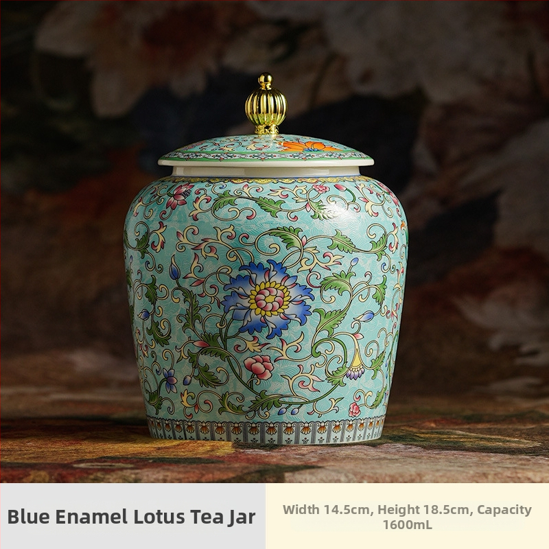 Dvaro stiliaus emalio keraminė arbatos talpykla su emaliniu raštu, naujas Kinijos stilius