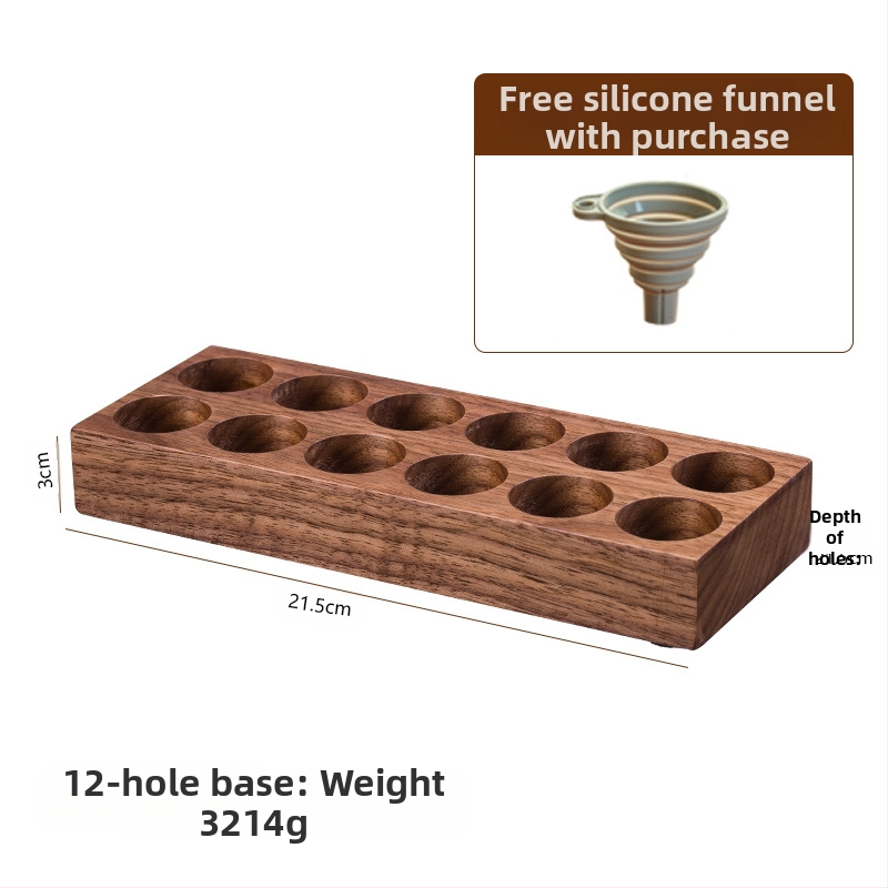 Kavos pupelių ekspozicinis stovas su graikinio riešuto medžio borosilikatiniais stiklainiais – uždara aromos saugykla