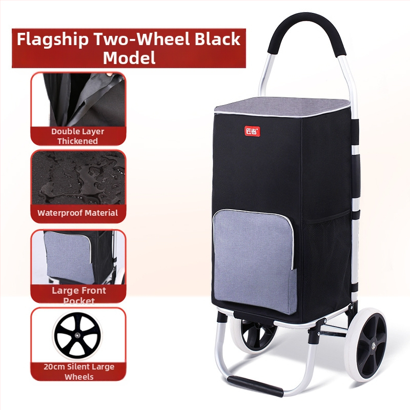 Πτυσσόμενος τετράτροχος καρότσι αγορών, φορητό με χειρολαβή, προσαρμόσιμο για οικιακή χρήση