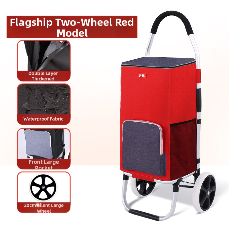 Πτυσσόμενος τετράτροχος καρότσι αγορών, φορητό με χειρολαβή, προσαρμόσιμο για οικιακή χρήση