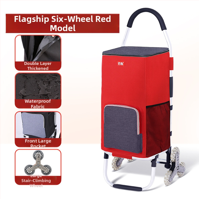 Πτυσσόμενος τετράτροχος καρότσι αγορών, φορητό με χειρολαβή, προσαρμόσιμο για οικιακή χρήση