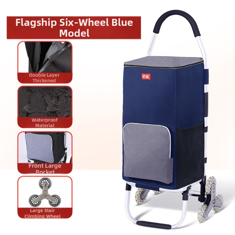 Πτυσσόμενος τετράτροχος καρότσι αγορών, φορητό με χειρολαβή, προσαρμόσιμο για οικιακή χρήση