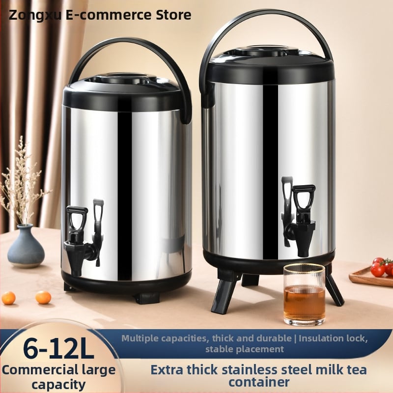 Nerūdijančio plieno dviejų sluoksnių izoliacinis kibiras pieno arbatai, talpa 6-12 L