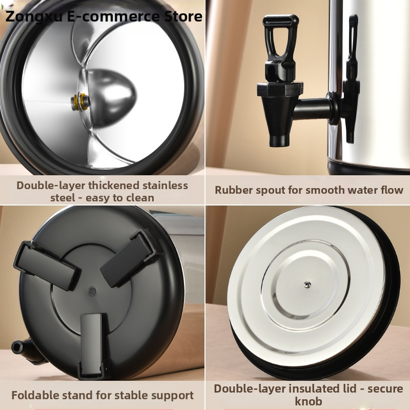 Кофа от неръждаема стомана, двуслойно изолирана за млечен чай, капацитет 6-12 л, пълна пяна изолация