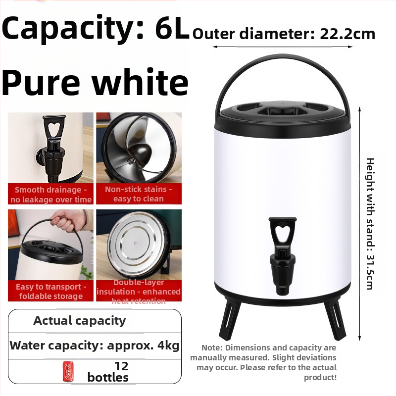 Ανοξείδωτος κουβάς με διπλό στρώμα μόνωσης για τσάι με γάλα, χωρητικότητα 6-12 L, πλήρης αφρός μόνωσης