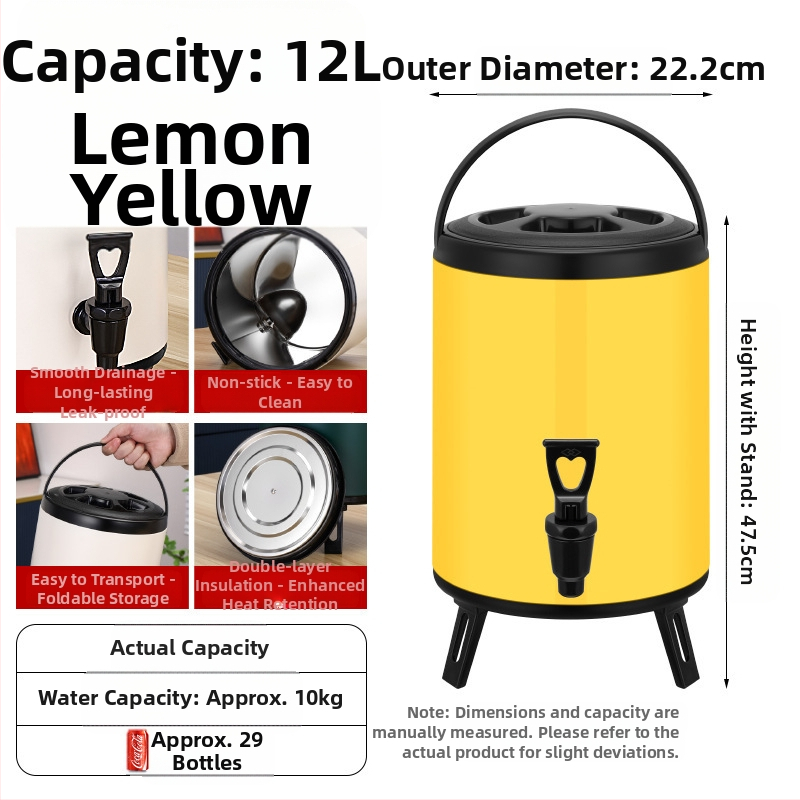 Ανοξείδωτος κουβάς με διπλό στρώμα μόνωσης για τσάι με γάλα, χωρητικότητα 6-12 L, πλήρης αφρός μόνωσης