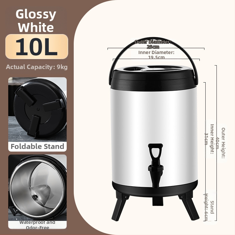 Ανοξείδωτος κουβάς με διπλό στρώμα μόνωσης για τσάι με γάλα, χωρητικότητα 6-12 L, πλήρης αφρός μόνωσης