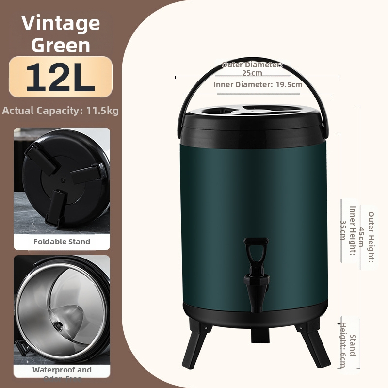 Ανοξείδωτος κουβάς με διπλό στρώμα μόνωσης για τσάι με γάλα, χωρητικότητα 6-12 L, πλήρης αφρός μόνωσης