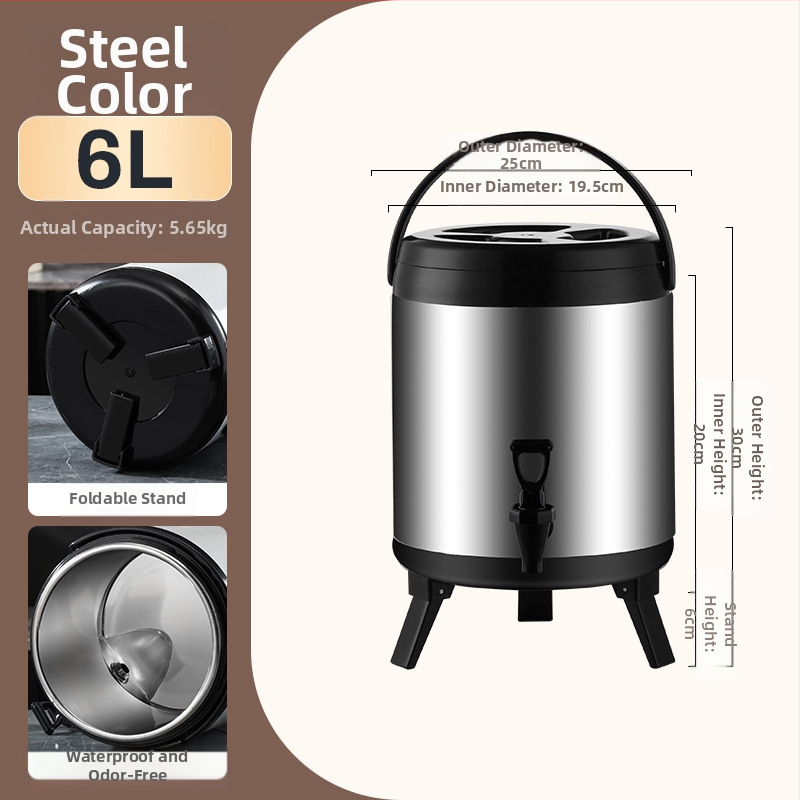 Ανοξείδωτος κουβάς με διπλό στρώμα μόνωσης για τσάι με γάλα, χωρητικότητα 6-12 L, πλήρης αφρός μόνωσης