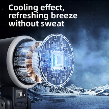 Ανεμιστήρας χειρός με κολάρο λαιμού, USB επαναφορτιζόμενος, μίνι πτυσσόμενος με ψηφιακή οθόνη, κινητήρας χωρίς ψήκτρες, ενσωματωμένη μπαταρία 4000–6000mAh, 6 λεπίδες