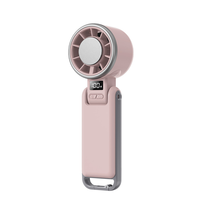 Nyakba akasztható kézi ventilátor, USB-töltésű, mini, összecsukható, digitális kijelzővel, szénkefe nélküli motorral, beépített akkumulátor 4000–6000 mAh, 6 lapátok