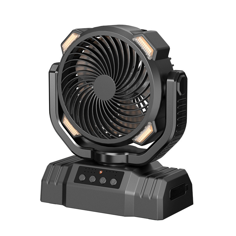 Къмпинг вентилатор с LED осветление — сензорно управление, тих режим ≤36dB, вградена 4000mAh батерия, работа над 12 часа