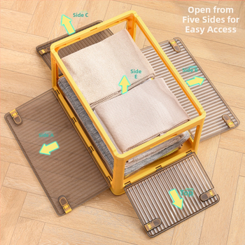 Сгъваема прозрачна пластмасова кутия за съхранение с колела – PP материал, 100% нов, многофункционална, прахоустойчива.