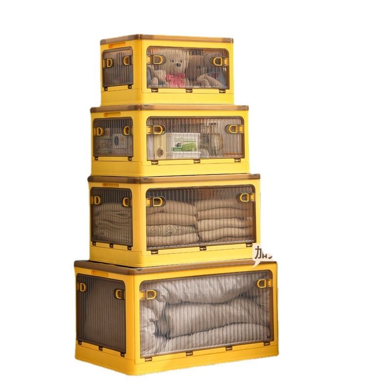 Сгъваема прозрачна пластмасова кутия за съхранение с колела – PP материал, 100% нов, многофункционална, прахоустойчива.