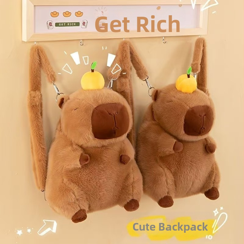 Kapibara plüssbaba - rövid plüss, PP gyapot töltet, hálós zacskós csomagolás, 7–14 éveseknek