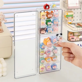 Chiqi επιτραπέζιο διαφανές κουτί προβολής με διαμερίσματα, πολλαπλών επιπέδων, προστασία από σκόνη, 1L