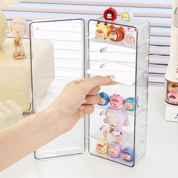 Chiqi επιτραπέζιο διαφανές κουτί προβολής με διαμερίσματα, πολλαπλών επιπέδων, προστασία από σκόνη, 1L