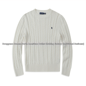 Пуловер с кръгло деколте, плътна вълна, смес вълна и памук, бродерия, дълги ръкави