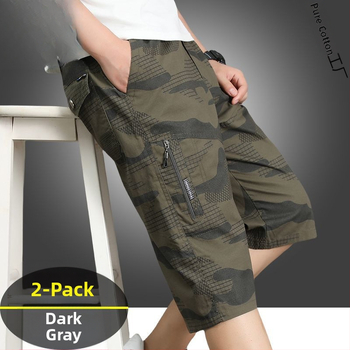 Ανδρικά Capri παντελόνια με καμουφλάζ ασπίδας, βαμβάκι, κοντό μήκος, φαρδιά γραμμή