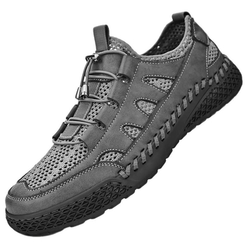 Ανδρικά Παπούτσια Για Τρέξιμο Από Δίκτυο - Διαπνέουσα Άνω, Καουτσούκ Σόλα, Δέσιμο Με Κορδόνια, Κυκλικός Δείκτης, Μεσαίο Ύψος Φτέρνας 3-5 cm