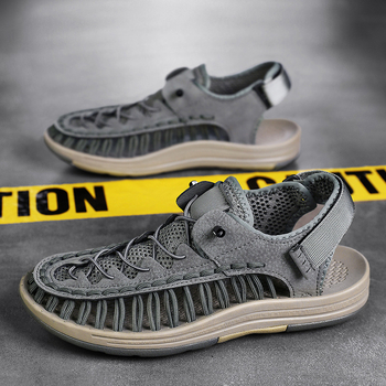 Vyriniai pintuoti sandalai, Velcro užsegimas, kvėpuojantys, gumos padas, vasara 2025